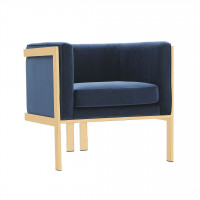 Manhattan Comfort AC053-BL Paramount Royal Blue and Polished Brass Velvet Accent Armchair